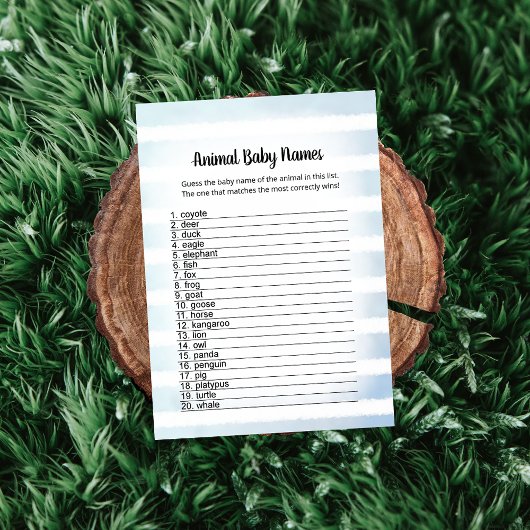 Tan Bunny Blue Animal Baby Names Carte de jeu