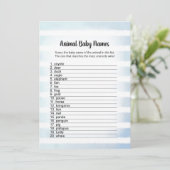 Tan Bunny Blue Animal Baby Names Carte de jeu (Debout devant)
