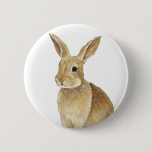 "Tan Bunny" Rabbitt Art Button