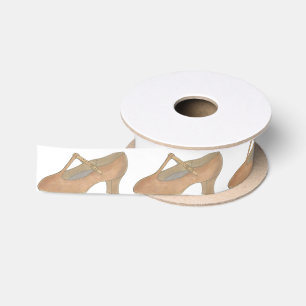 Tan Character Shoe Dance Musical Theater Ribbon Lint