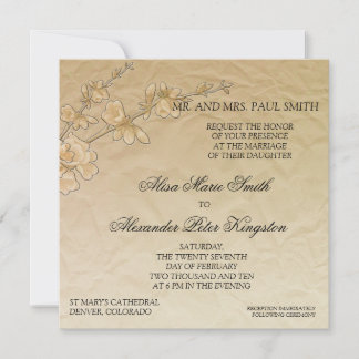 Tan Cherry Blossom Mariage Invitation nuptiale