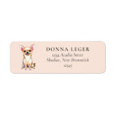 Tan Chihuahua Hondenadres Etiket (Voorkant)