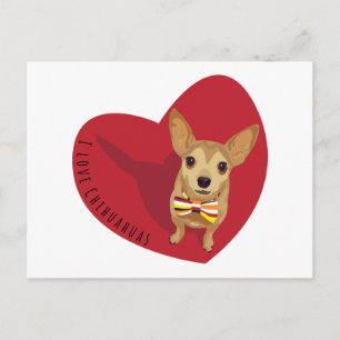 Tan Chihuahua met een boeg stropdas in een rood ha Briefkaart