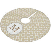 Tan Circle Polka Dot Monogram Initialen boomrok Kerstboom Rok (Gekanteld)