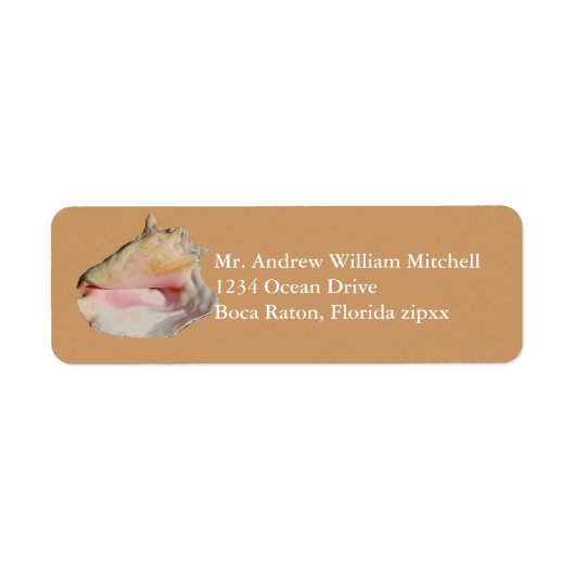 Tan Conch Shell Etiket (Voorkant)