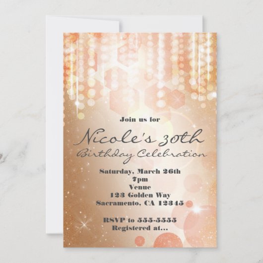 Tan Coral & Crème Glamor Lights Invitations de la  (Devant)