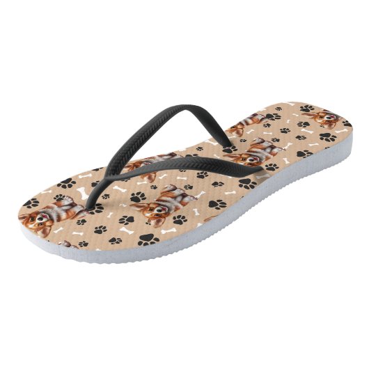 Tan Corgi Puppy Pawprint Teenslippers (Schuin)
