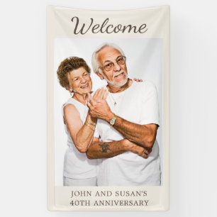 Tan Cream 40th Wedding Jubileum Foto Welkom Spandoek