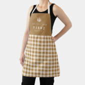 Tan Cream Gingham Home Sweet Home Aangepaste postc Schort (Insitu)