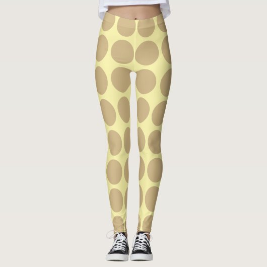 Tan Cream Neutrale Stippen Leggings (Voorkant)
