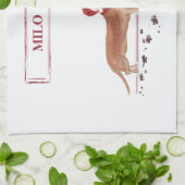 Tan Dachshund Funny kersthond met boom Theedoek (Gevouwen)