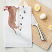 Tan Dachshund Funny kersthond met boom Theedoek (Quarter Fold)