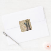 Tan Damask western country cowboy Vierkante Sticker (Envelop)