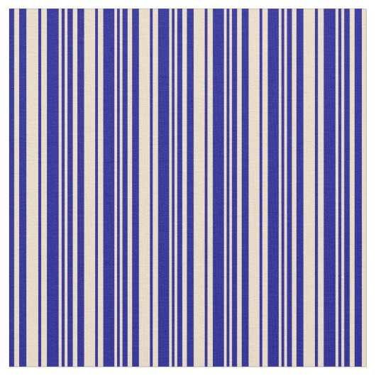 Tan & Dark Blue Striped/Lined Pattern Stof (Close Up)