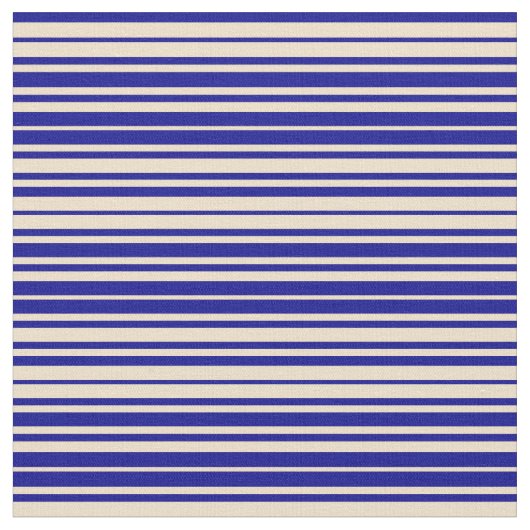Tan & Dark Blue Striped/Lined Pattern Stof (Close Up)