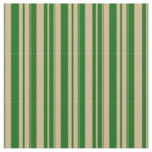 Tan & Dark Green Lines Pattern Stof (Close Up)