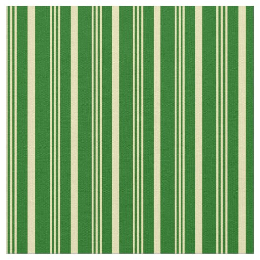 Tan & Dark Green Lines/Stripes Pattern Stof (Close Up)