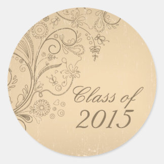 Tan distressed floral swirls afstuderen stickers