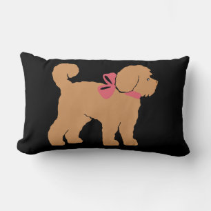 Tan Doodle Hond Zwarte Achtergrond Kussen