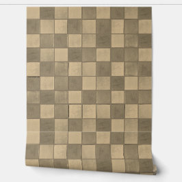 Tan effen tegel patroon Vinyl Behang