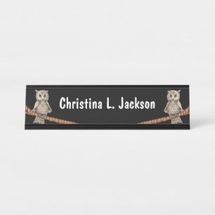 Tan Eigenaars Gezichten op de Blauwe Kettingen va Bureau Naambordje