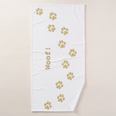 Tan Empreintes de pattes mignon Nom du chien perso (Serviette de bain)