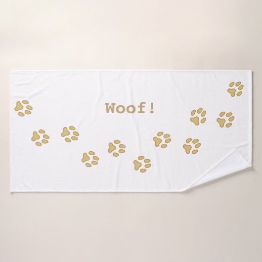 Tan Empreintes de pattes mignon Nom du chien perso (Serviette de bain)