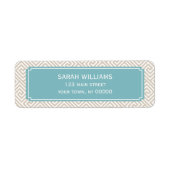 Tan en Aqua Greek Key Pattern Etiket (Voorkant)