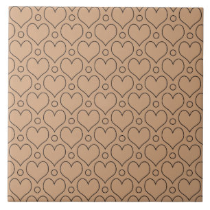 Tan en Black Love Hearts en Polka Dots patroon Tegeltje