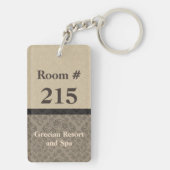 Tan en Brown Damask Hotel Rooom Sleutelhanger (achterkant)