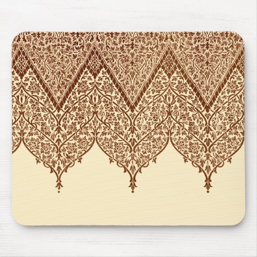 Tan en Brown Indian Lace Design Pattern Muismat (Voorkant)