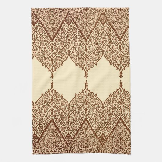 Tan en Brown Indian Lace  Design Pattern Theedoek (Verticaal)