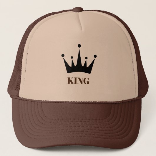 Tan en Brown King tekst en Crown Afbeelding Trucker Pet (Voorkant)