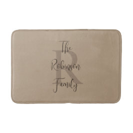 Tan en bruin familienaam Classic Monogrammed Badmat