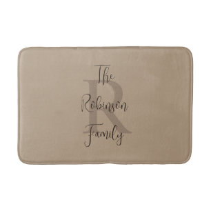 Tan en bruin familienaam Classic Monogrammed Badmat
