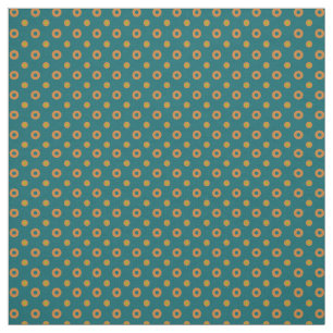 Tan en Green Quirky Polka Dots on Blauwgroen Patte Stof
