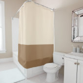 Tan en putty tweetleurenkleurblok douchegordijn (In situ)