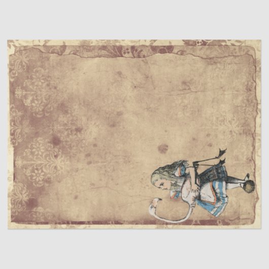 Tan en Rust Alice in Wonderland met Flamingo Tissuepapier (Voorkant)
