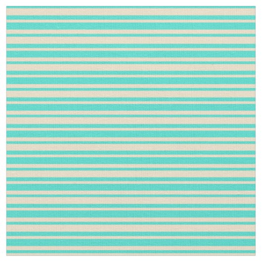 Tan- en Turquoise Striped/Lined Pattern Stof (Close Up)