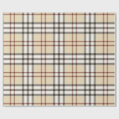 Tan en White Buffalo Play Gingham Cadeaupapier (Vlak)