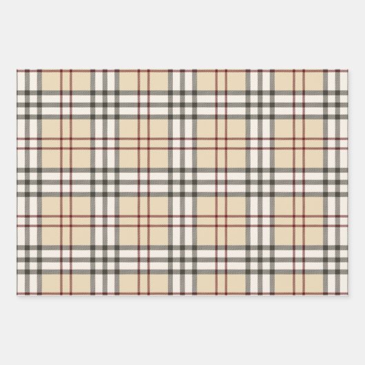Tan en White Buffalo Play Gingham Inpakpapier Vel (Voorkant)