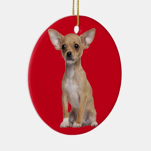 Tan en White Chihuahua Keramisch Ornament (Rechts)