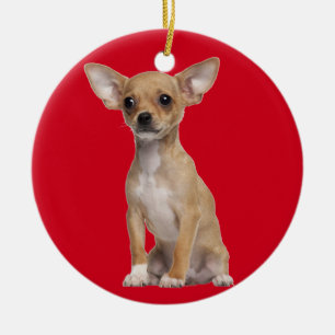 Tan en White Chihuahua Keramisch Ornament