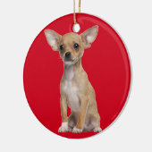 Tan en White Chihuahua Keramisch Ornament (Links)