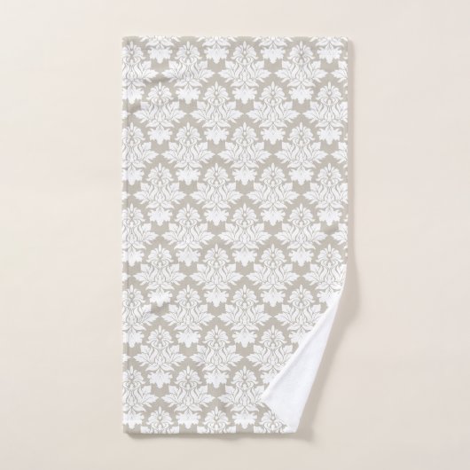 Tan en White Damask Bath Towel Set Bad Handdoek (Handdoek)