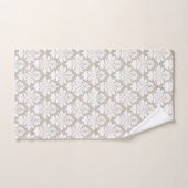 Tan en White Damask Bath Towel Set Bad Handdoek (Handdoek)