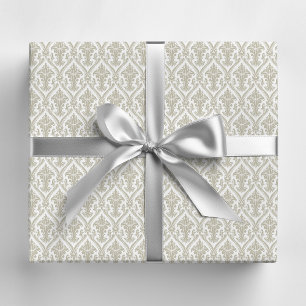 Tan en White  Damask Pattern Cadeaupapier