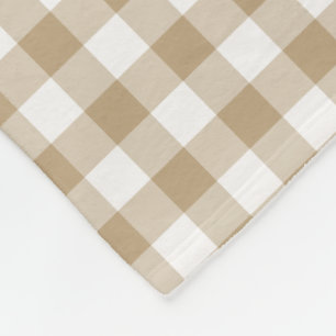 Tan en White Gingham Gingham Gecontroleerd Patroon Fleece Deken