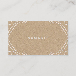 Tan en White Simple Namaste Yoga Teacher Visitekaartje