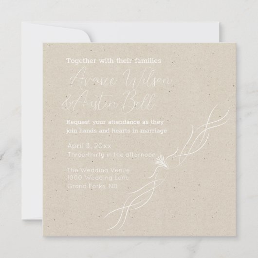 Tan en wit minimalistische bruiloft kaart (Voorkant)